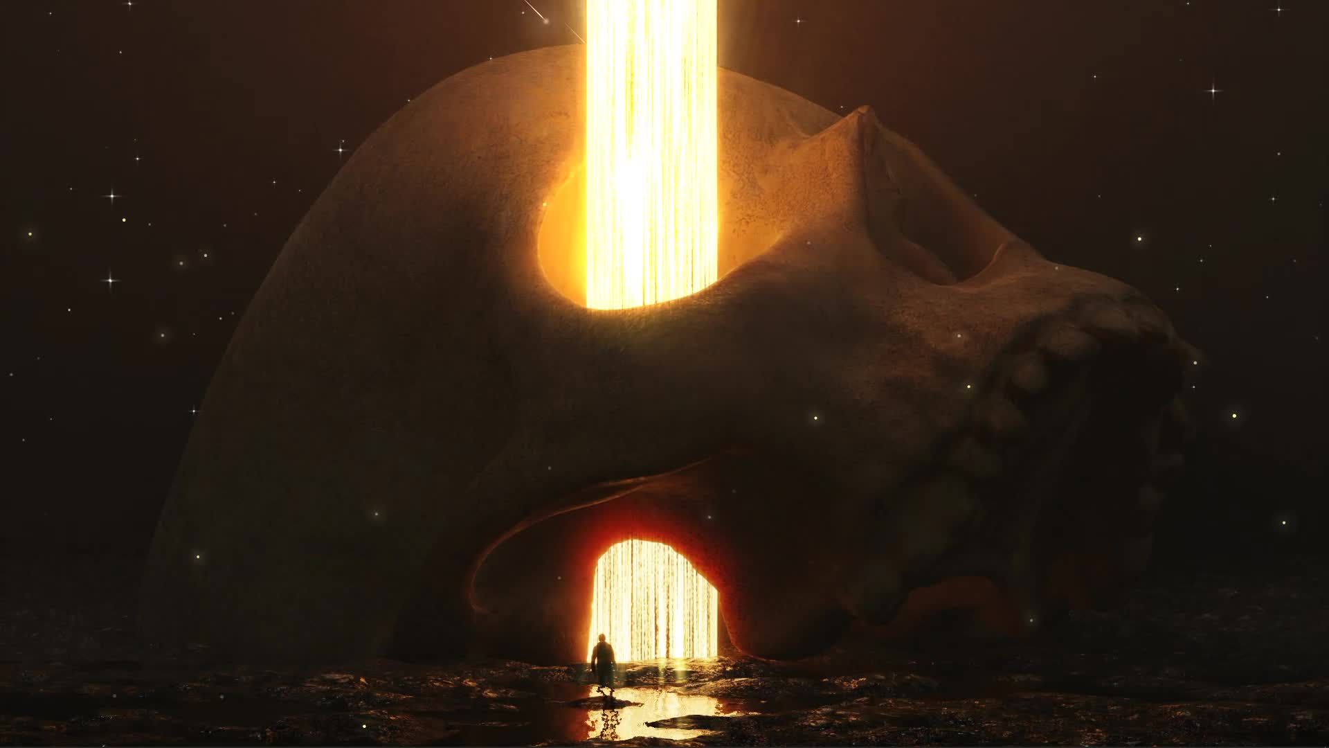 Skull Pierced by Light Live Wallpaper