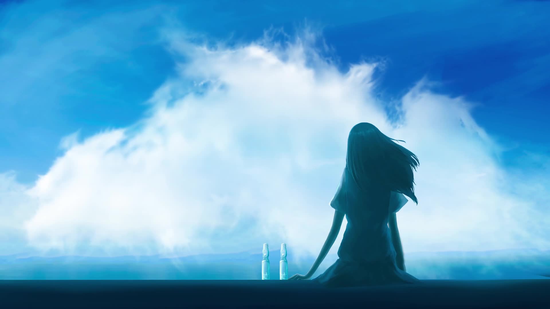 Anime Girl Clouds Live Wallpaper