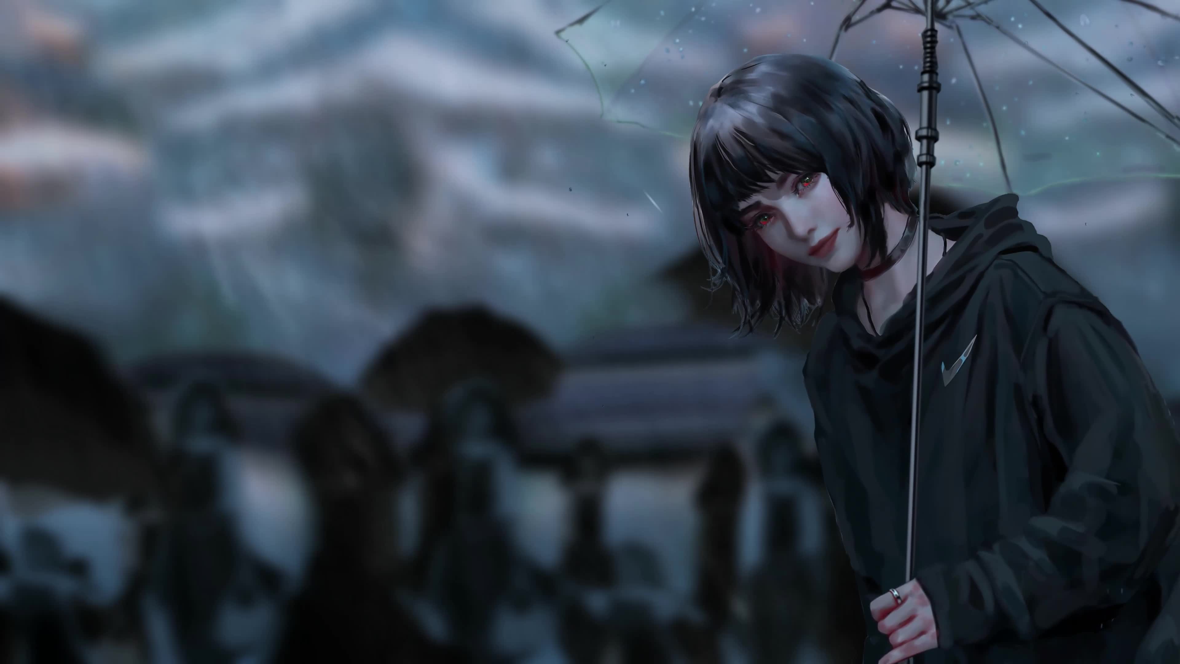 Girl with Umbrella 4K Live Wallpaper