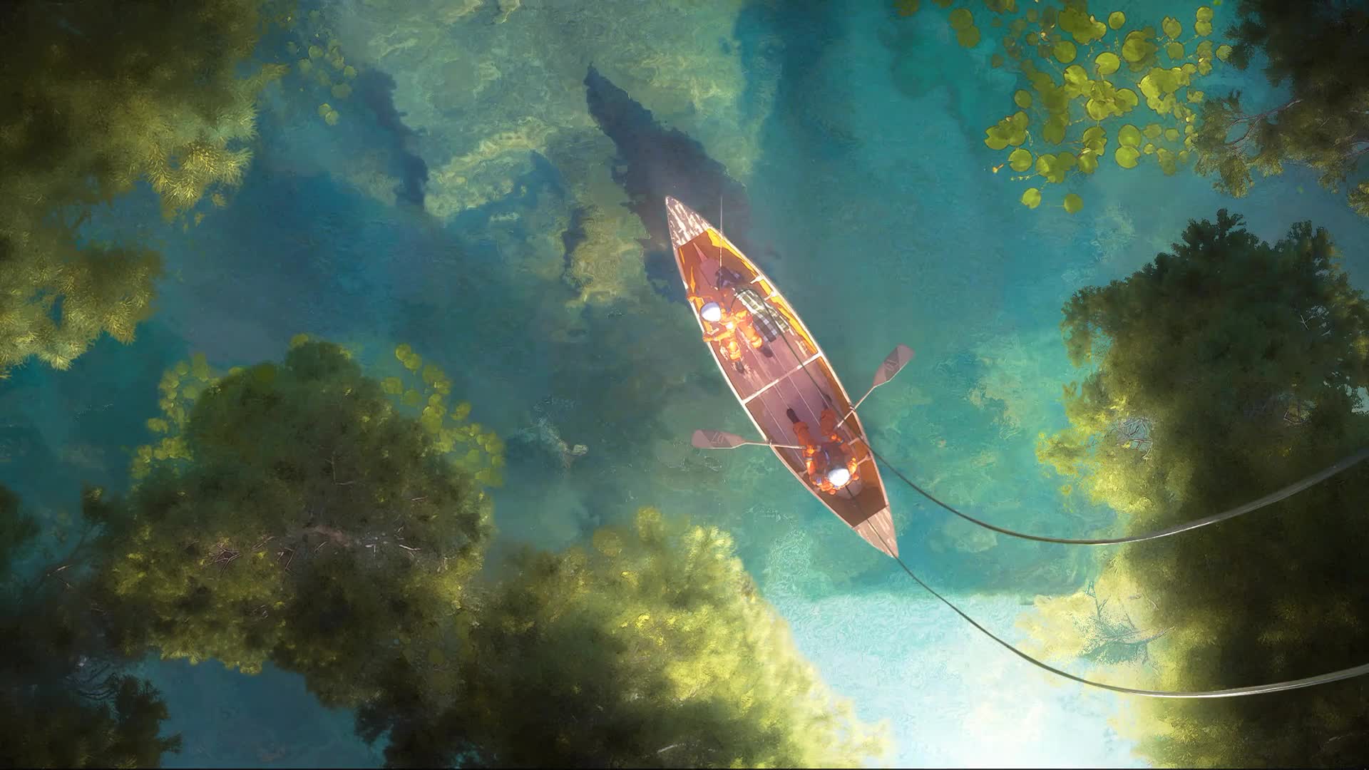 Two Astronauts In A Boat Live Wallpaper