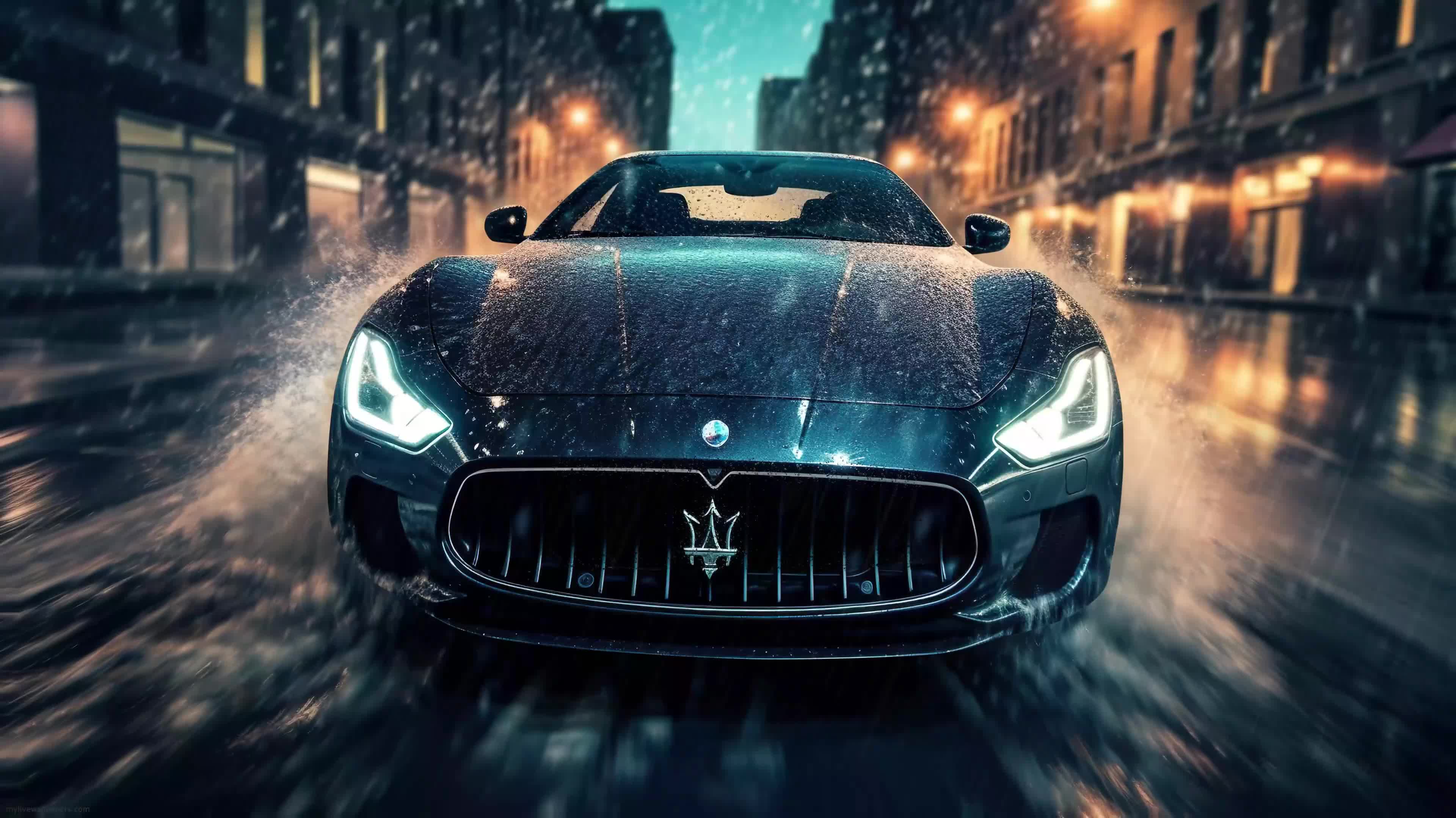 Maserati in the Rain 4K Live Wallpaper