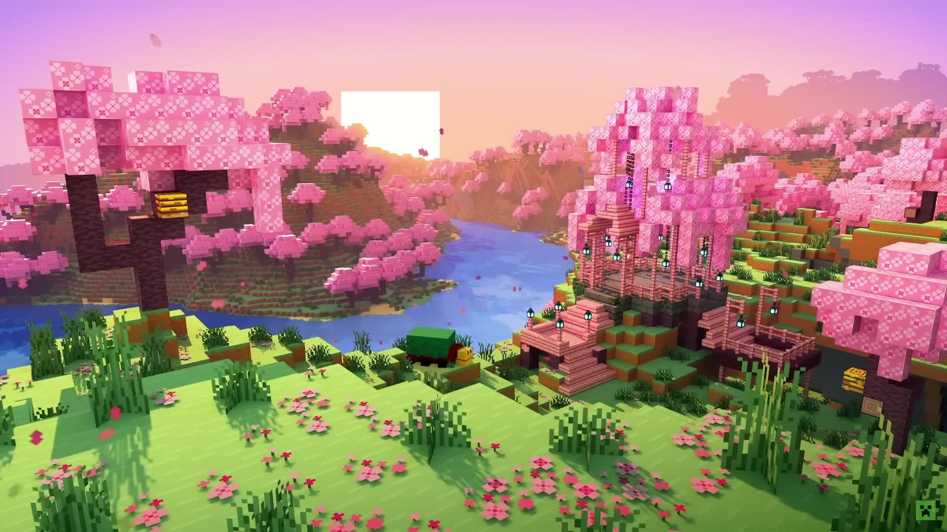 Minecraft Cherry Grove Live Wallpaper