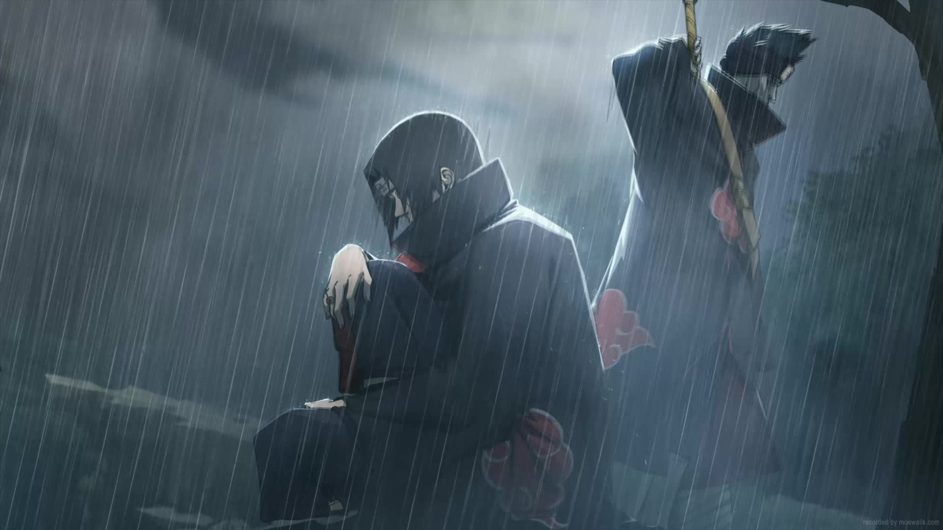 4K Itachi And Kisame Lonely In The Rain Akatsuki Live Wallpaper