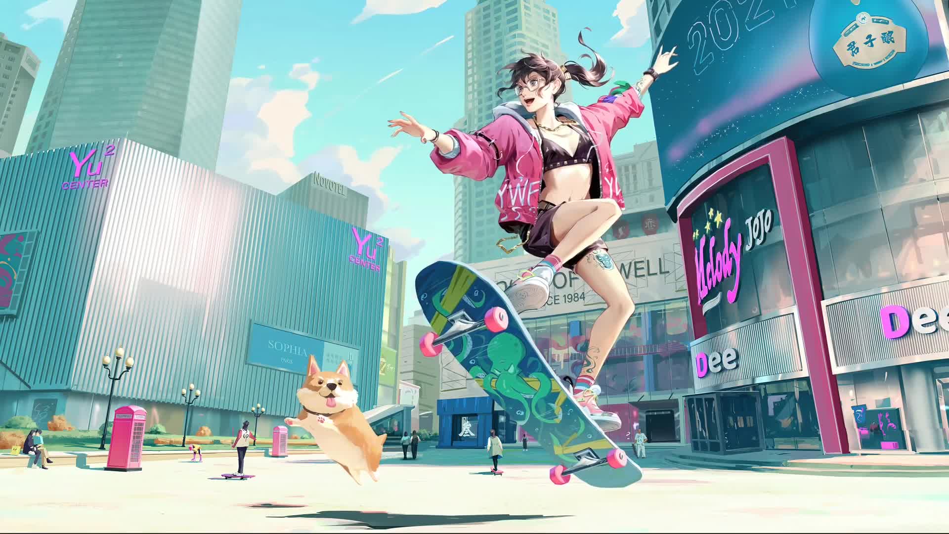 Girl On A Skateboard 1920x1080 Live Wallpaper