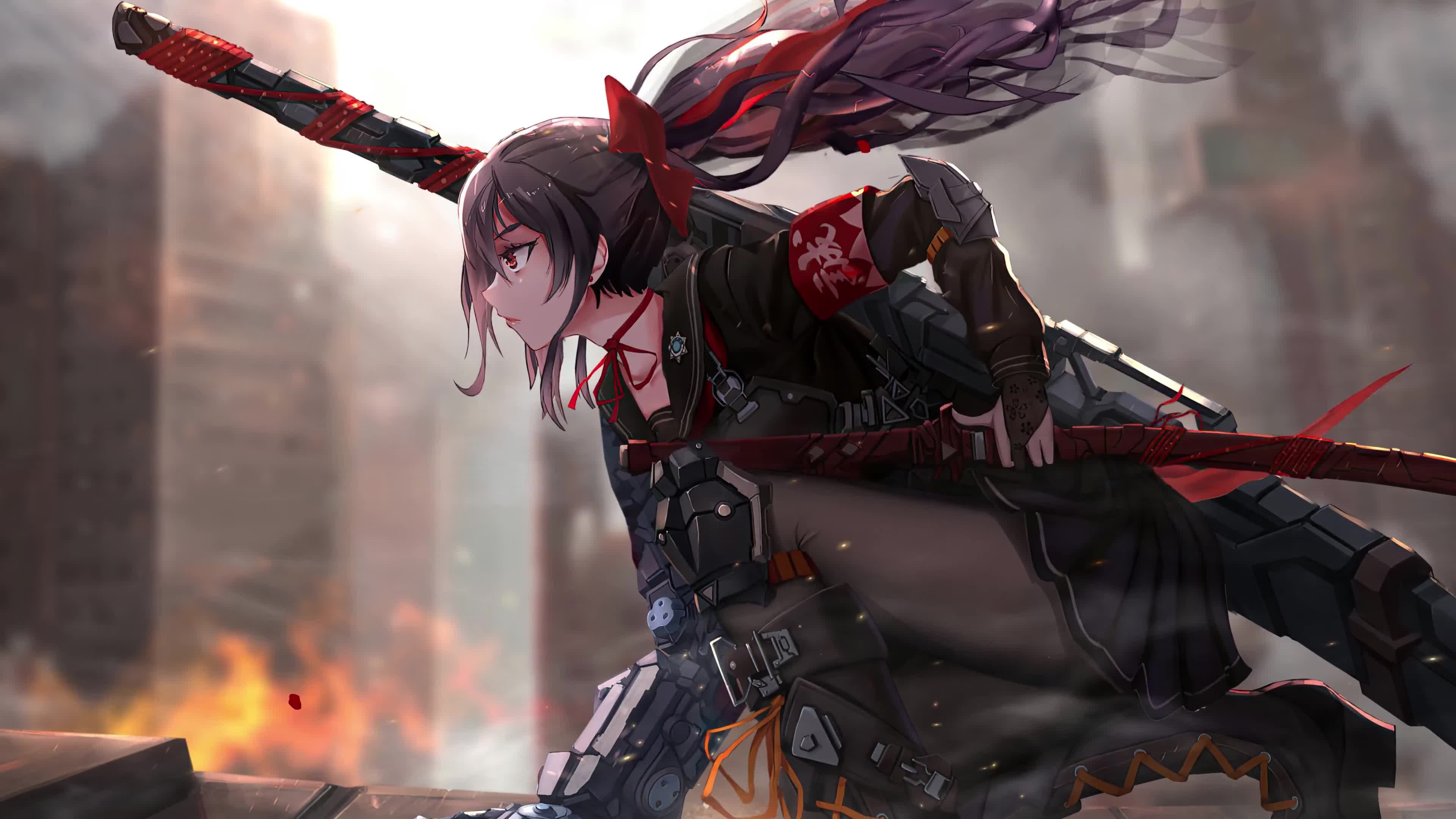 Anime Girl Warrior 4K Live Wallpaper