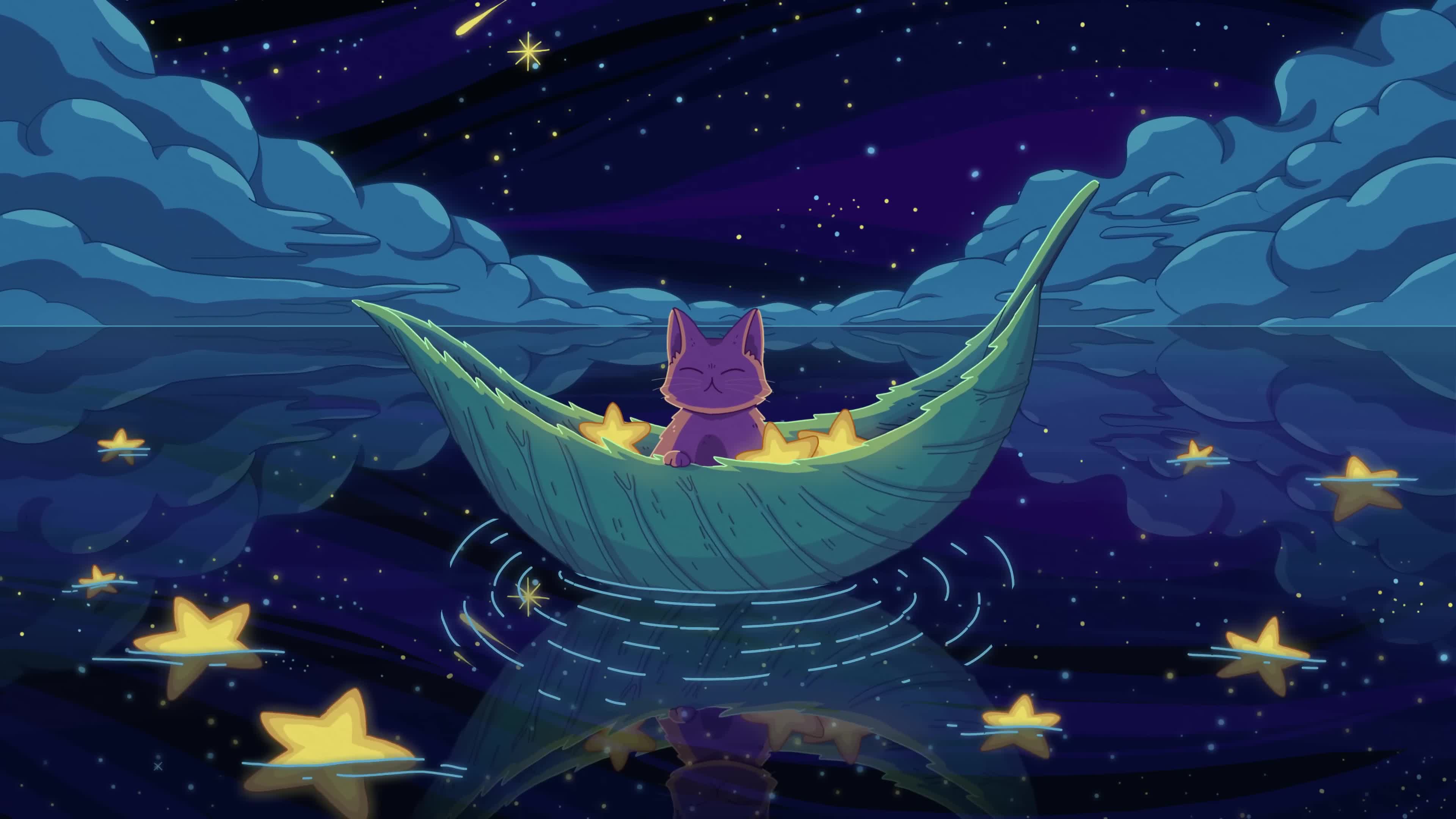 Purrple Cat Sea of Stars Live Wallpaper