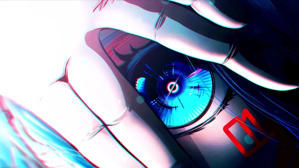 Futuristic Anime Eye Live Wallpaper with Neon Lights