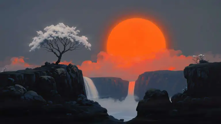 Giant Sun Falls Live Wallpaper