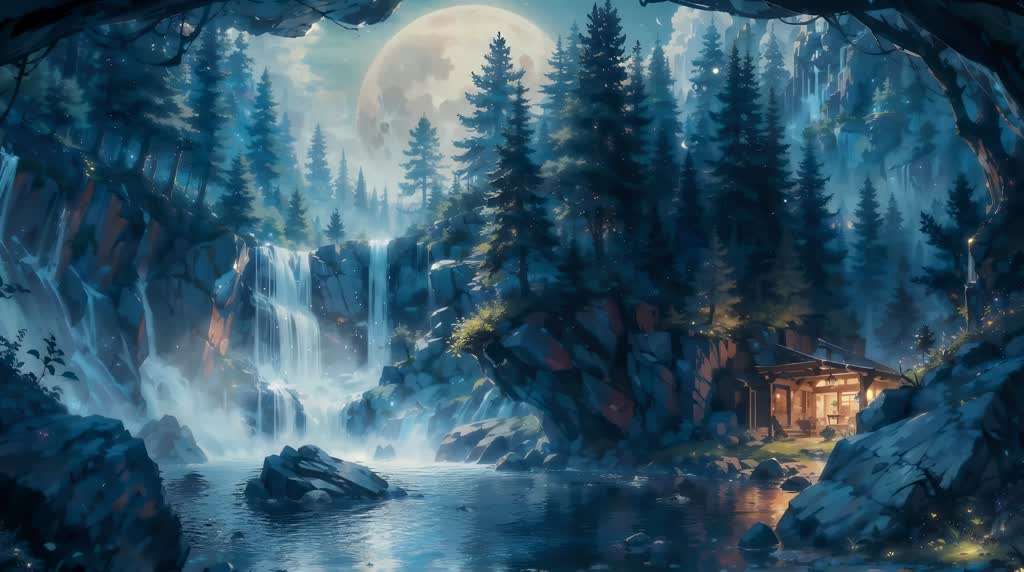 Blue Forest Waterfalls Live Wallpaper