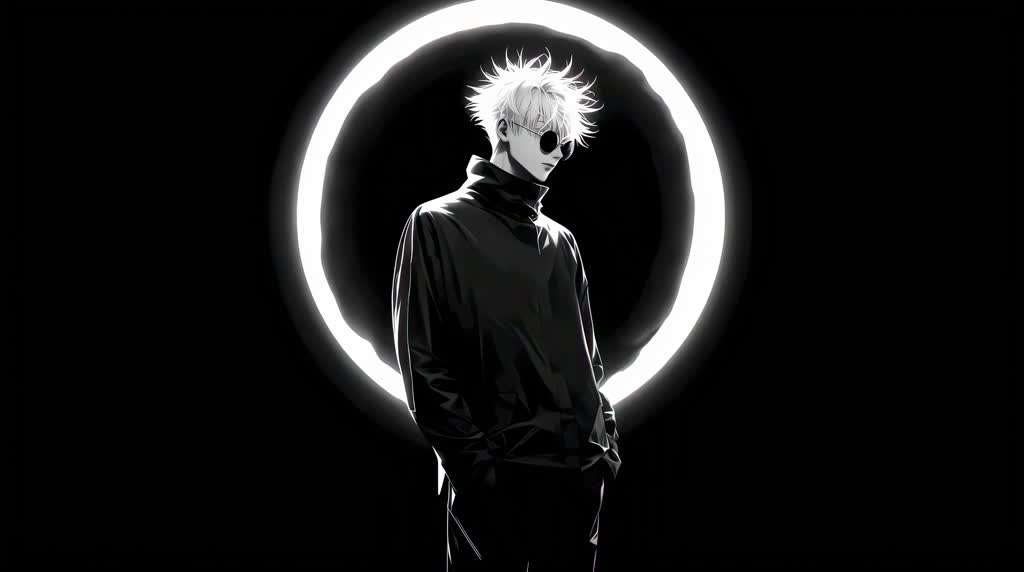 Gojo In Black And White Live Wallpaper