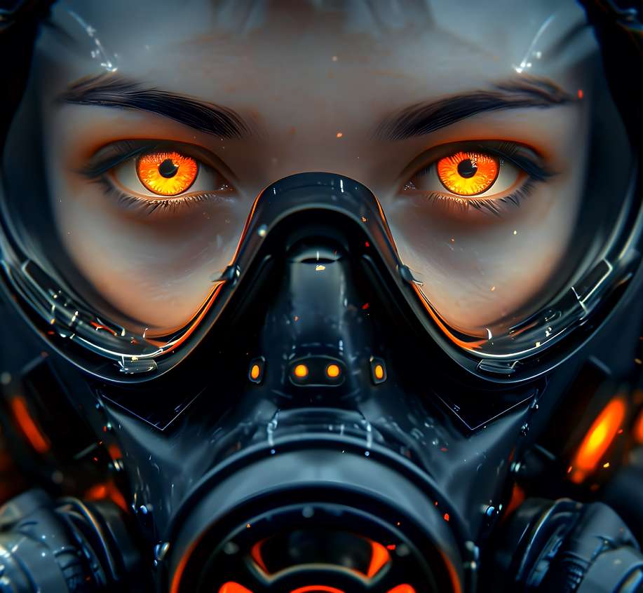 Fiery Gaze Gas Mask Live Wallpaper