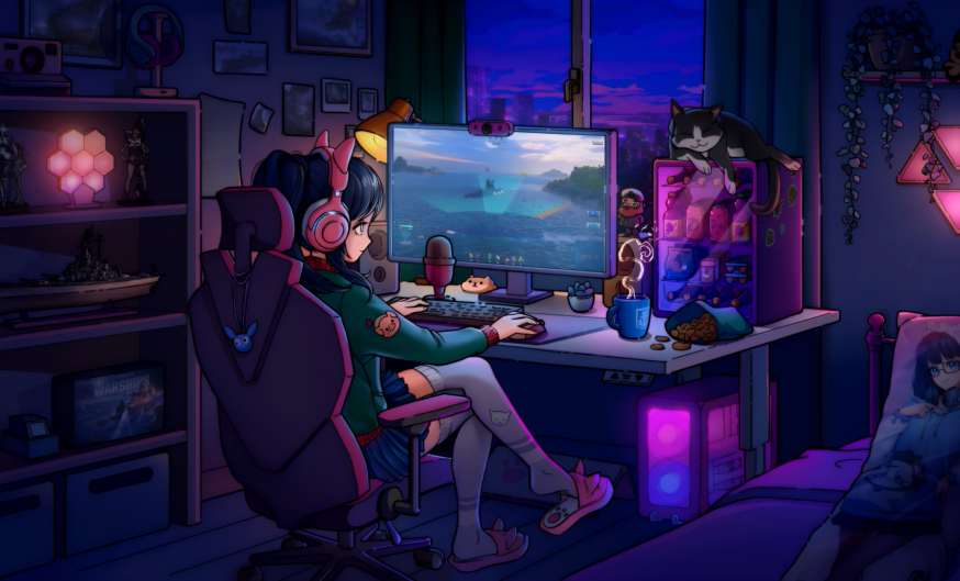 World of Warships - Steam-chan Cozy Gaming Room Live Wallpaper