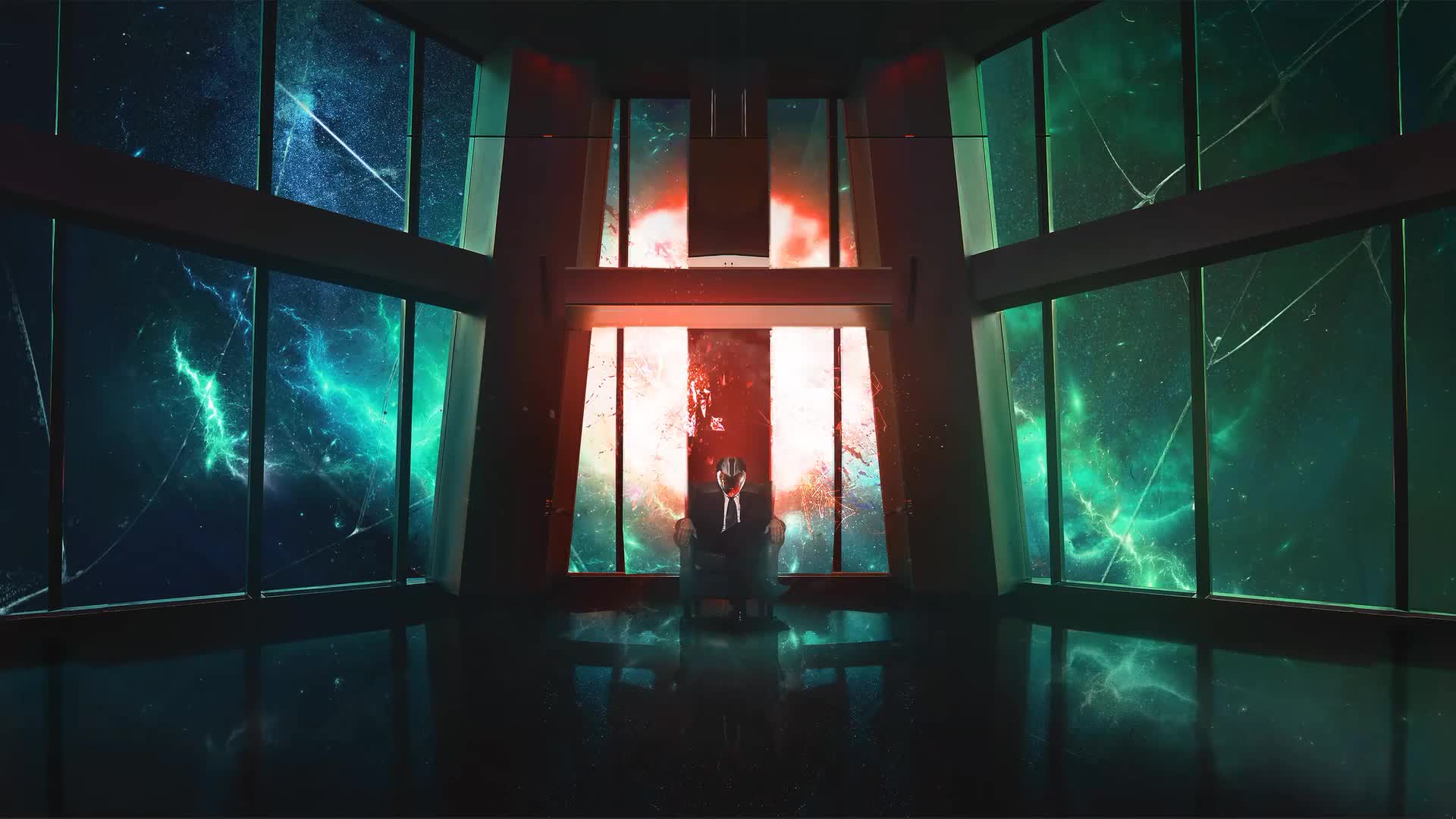 Man Windows And Nebula Explosion Live Wallpaper