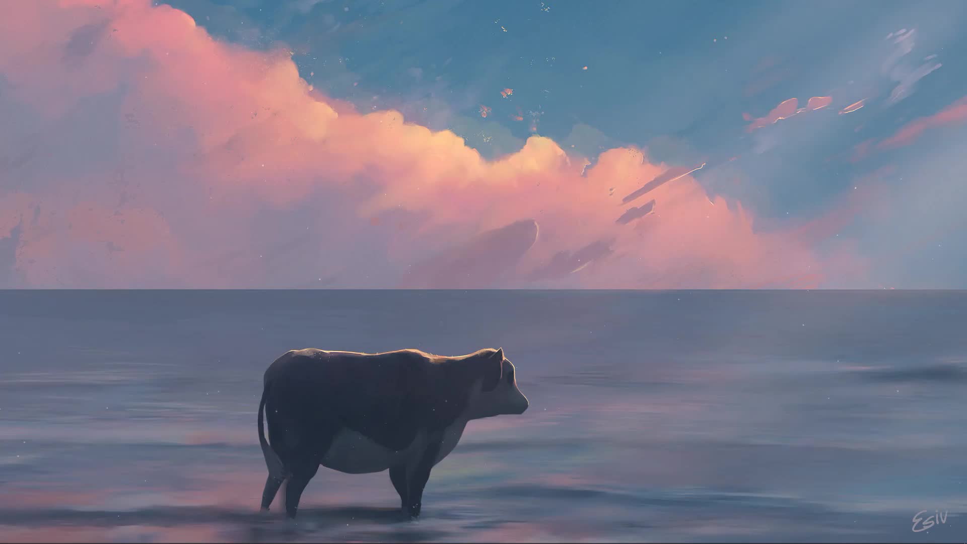 Cow Birds And Ocean Live Wallpaper