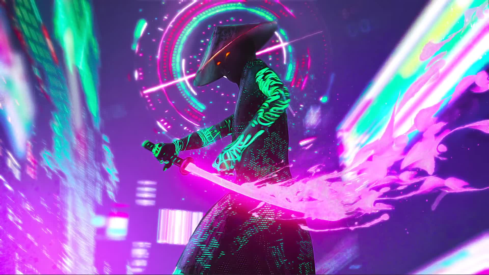 Neon Samurai Motion HD Live Wallpaper