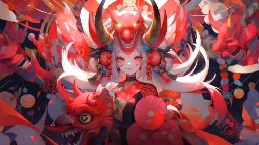 Red Oni Girl Live Wallpaper