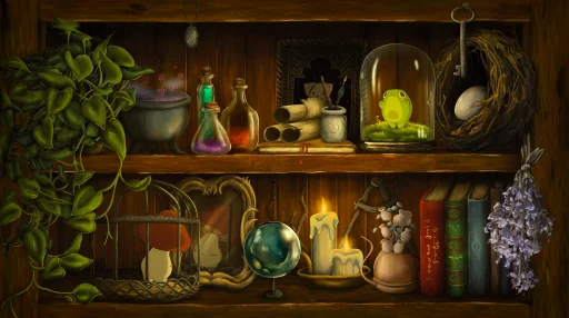 Shelf of Curiosities - Abi Toads 4K Live Wallpaper
