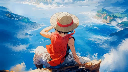 Monkey D Luffy on Cliff Live Wallpaper