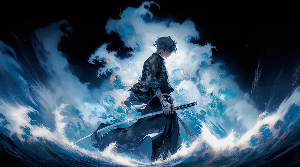 Samurai on Ocean Waves Live Wallpapers