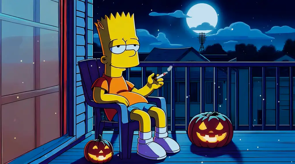Bart Halloween Chill Smoke Live Wallpaper