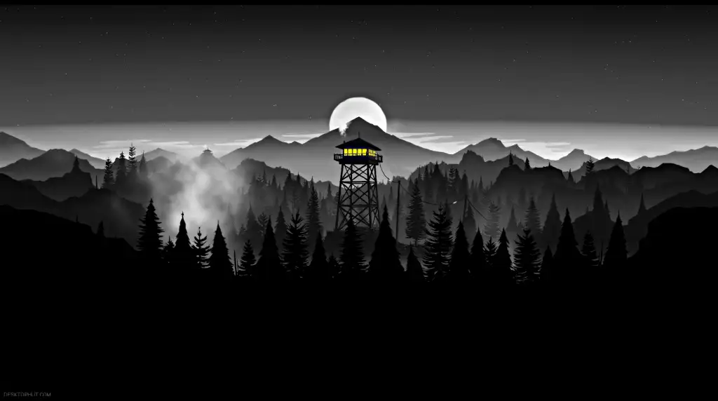 Black And White Firewatch Tower Live Wallpaper