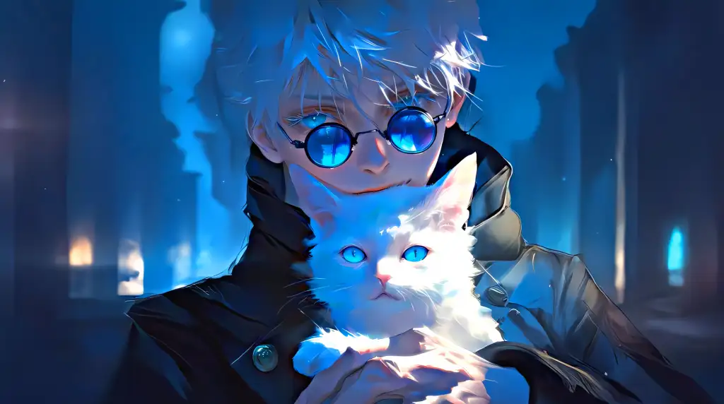 Gojo and the White Cat Duo Live Wallpaper
