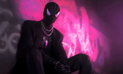 Black Suit Spider-Man - Neon Drip Aesthetic 4K Live Wallpaper