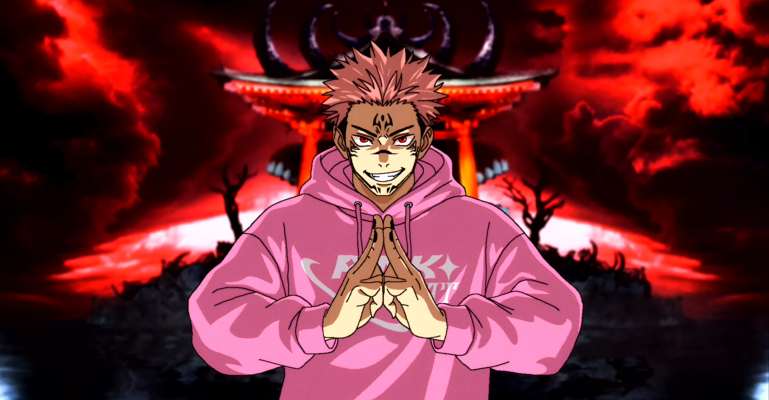 Jujutsu Kaisen - Ryomen Sukuna Malevolent Shrine Pink Hoodie Live Wallpaper
