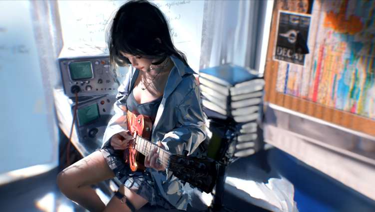 Sunlit Guitarist Girl Aesthetic Live Wallpaper