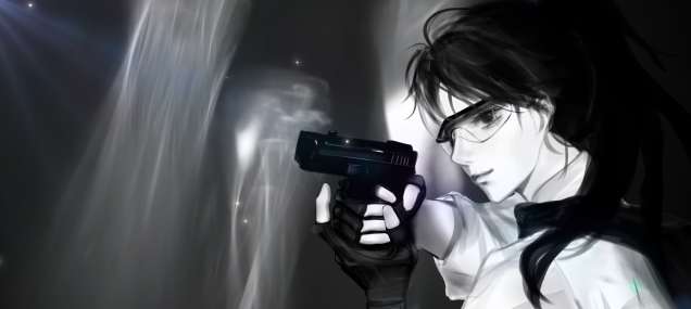 Tactical Girl with Pistol - Monochrome Noir Live Wallpaper