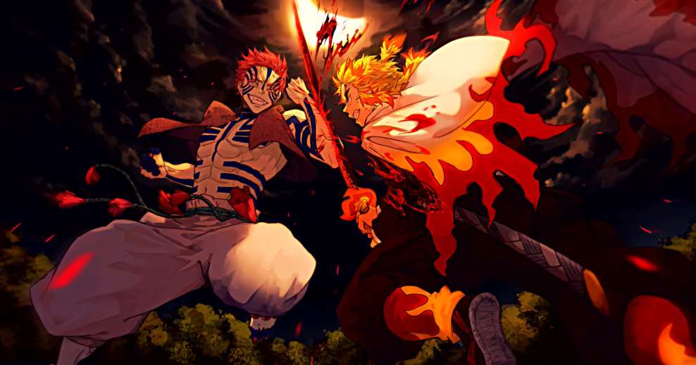 Akaza and Rengoku's Clash Live Wallpaper