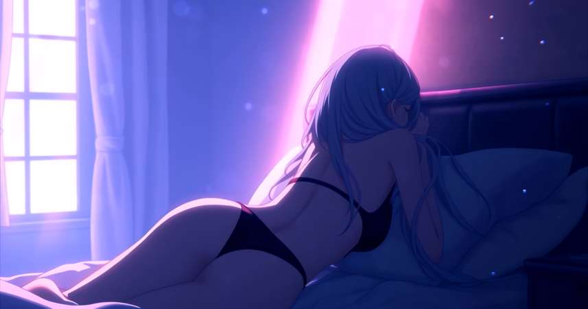Blue-Haired Girl Chilling Live Wallpaper