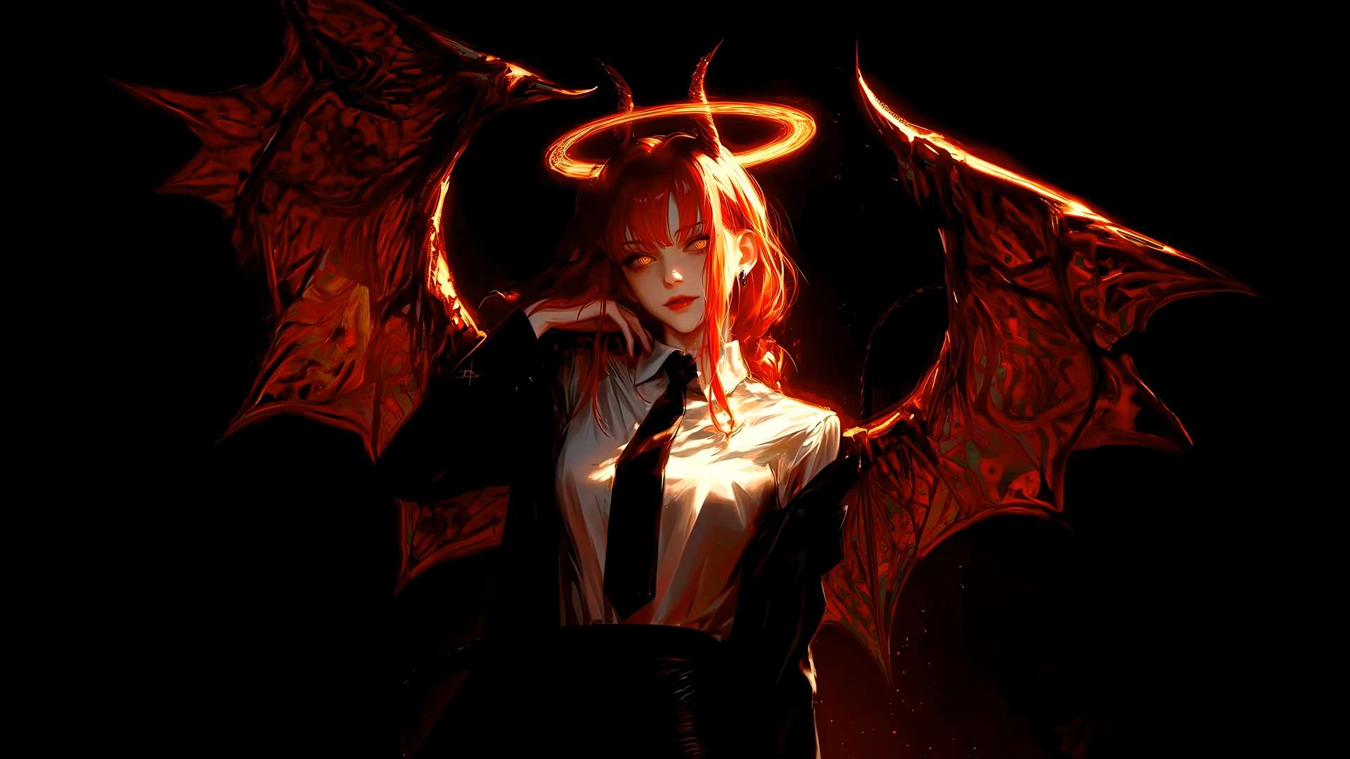 Makima's Fiery Dominion Live Wallpaper
