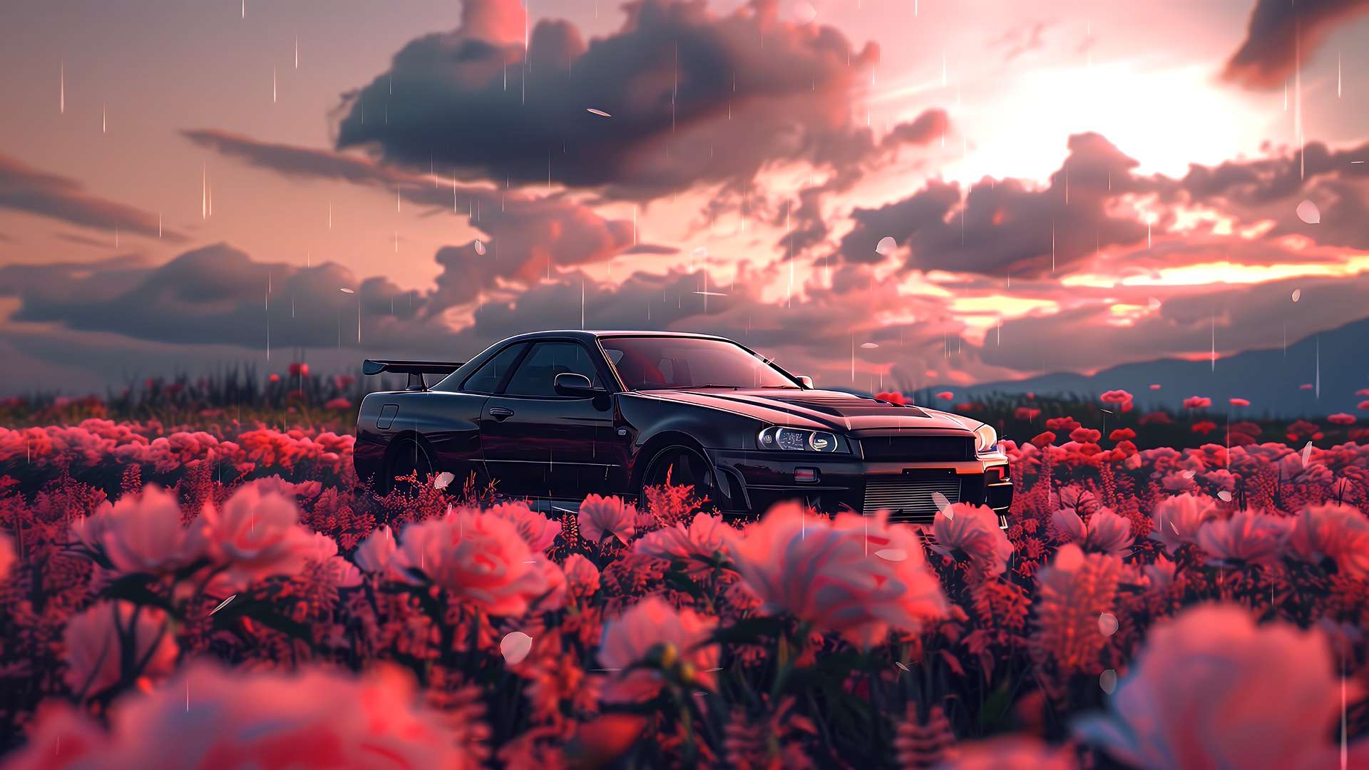 Rain-Soaked GT-R Live Wallpaper