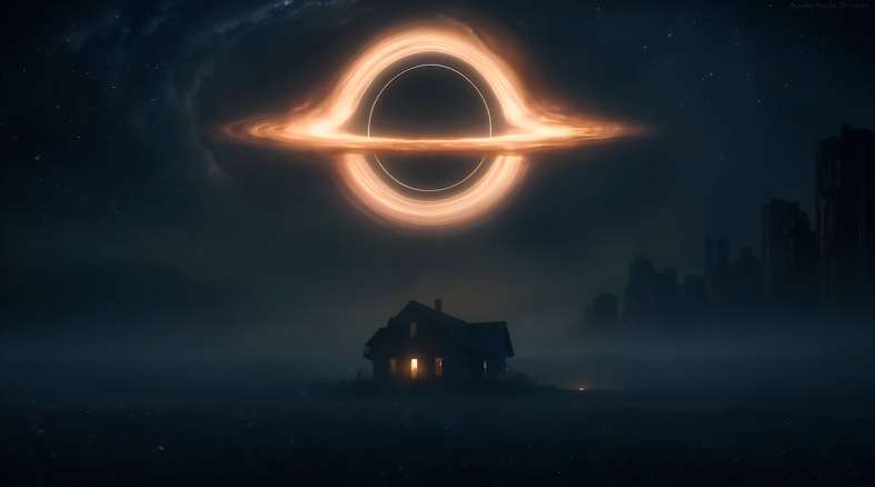 House Glowing Under Black Hole Live Wallpaper