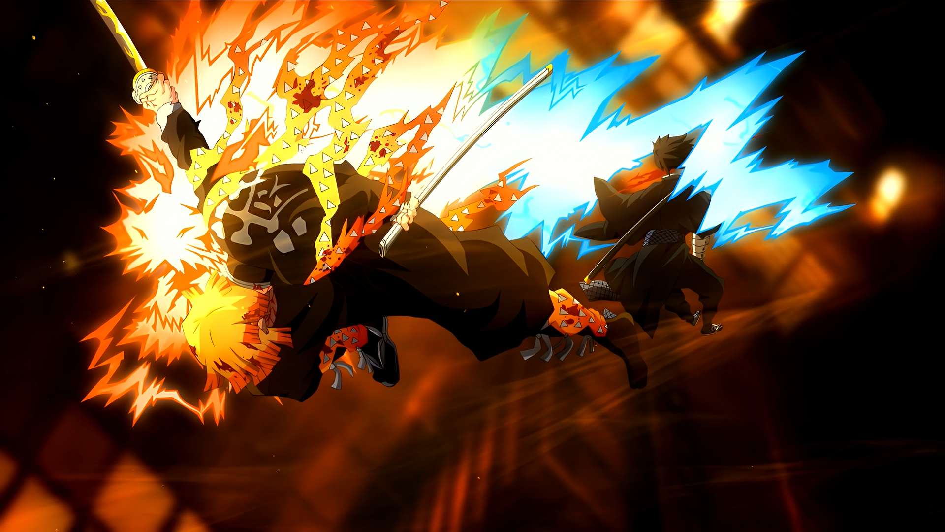 Rengoku and Zenitsu Clash in Demon Slayer - Live Wallpaper