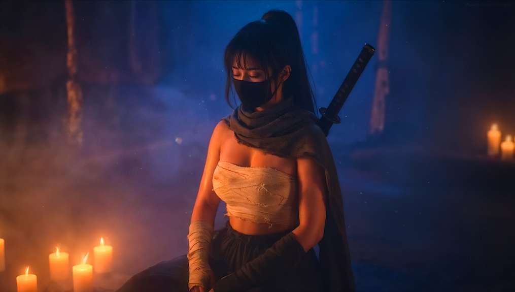 Ninja Girl Candlelight Live Wallpaper