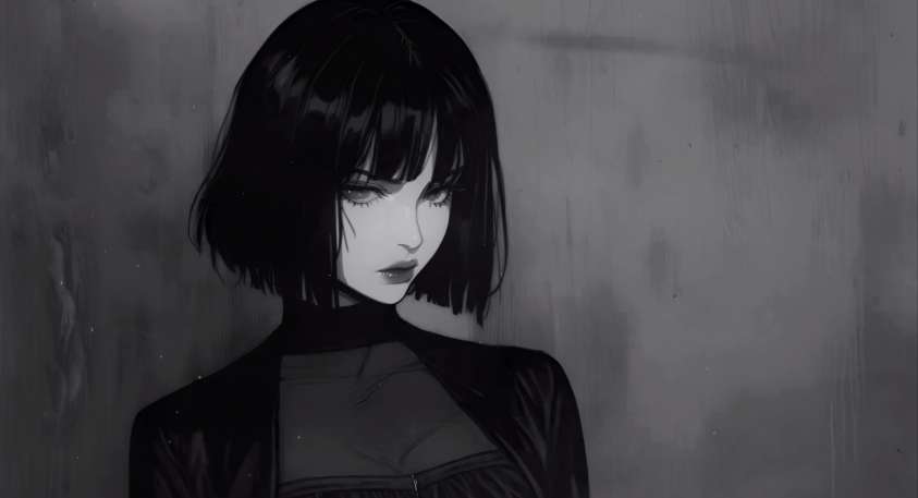 Dark Aesthetic Girl - Monochrome Live Wallpaper