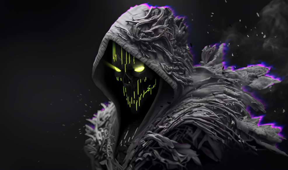 RGB Neon Skull Reaper - Dark Fantasy Live Wallpaper