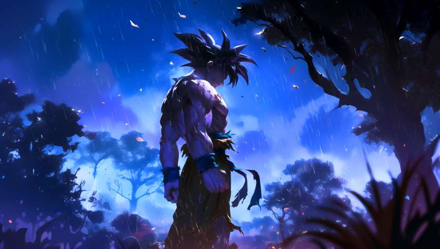Goku Standing in the Rain Live Wallpaper