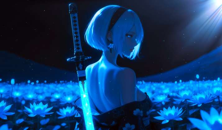 Nier: Automata - 2B Lunar Tears Blue Field Live Wallpaper