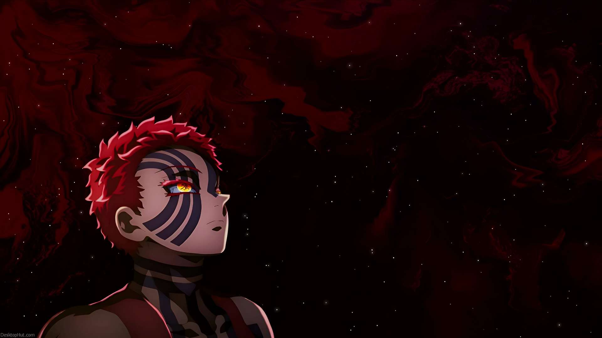 Akaza’s Cosmic Gaze in Demon Slayer - Live Wallpaper