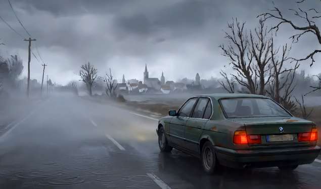 BMW E34 Rainy Drive Live Wallpaper