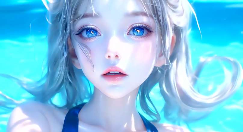 Dreamy Water Portrait - Blue Eyes Live Wallpaper