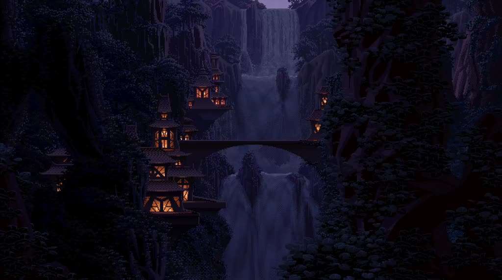 Night With A Waterfall Live Wallpaper