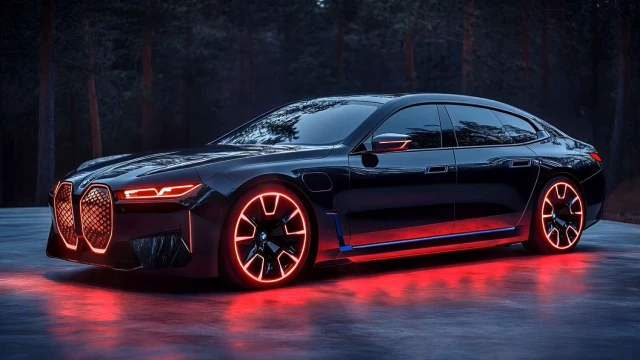 BMW i7 Neon Red Cyberpunk Luxury Live Wallpaper