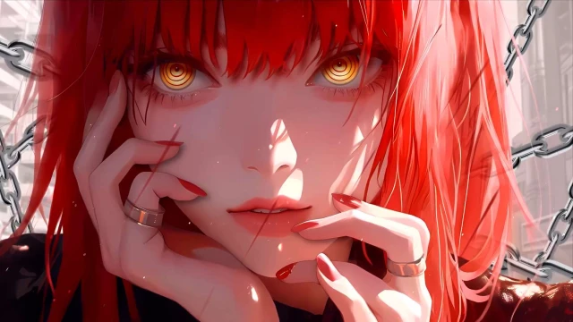 Chainsaw Man - Makima Red Aesthetic 4K Wallpaper