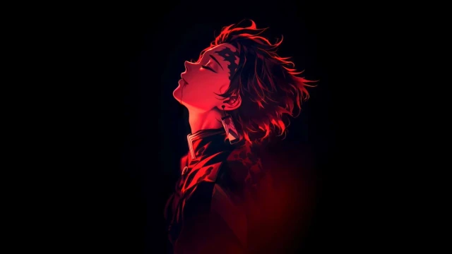 Demon Slayer Tanjiro Red Neon Portrait Live Wallpaper