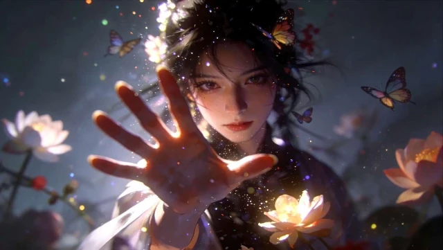 Ethereal Lotus Anime Girl Live Wallpaper