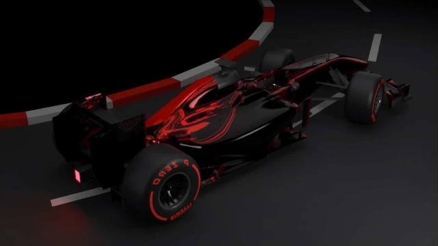 F1 Concept Car - Black & Red Abstract Livery 4K Wallpaper